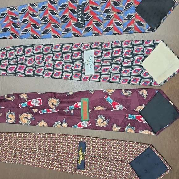 BROOKS BROTHERS, TOM JAMES, JE SUIS Stylish Multicolor Men's Ties Set Of 4 - Picture 2 of 2